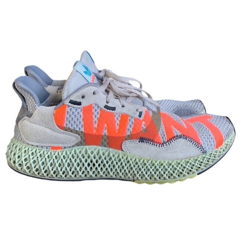 Adidas ZX 4000 4D I Want I Can Sneakers Mens 7 Gray Streetwear Runner Casual